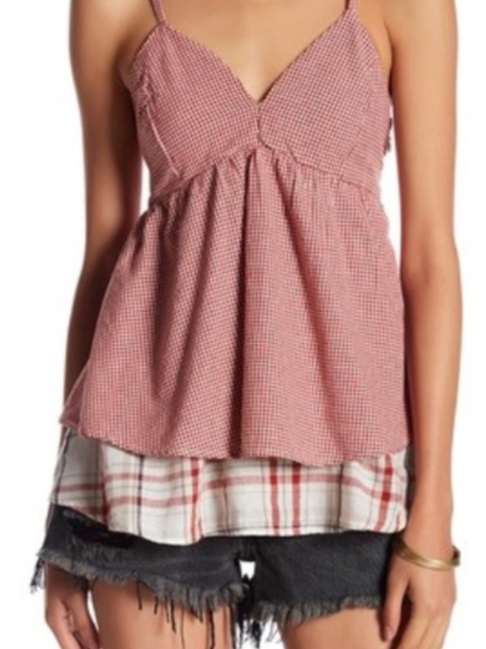 Romeo & Juliet Couture Pink Gingham Tiered Camisole